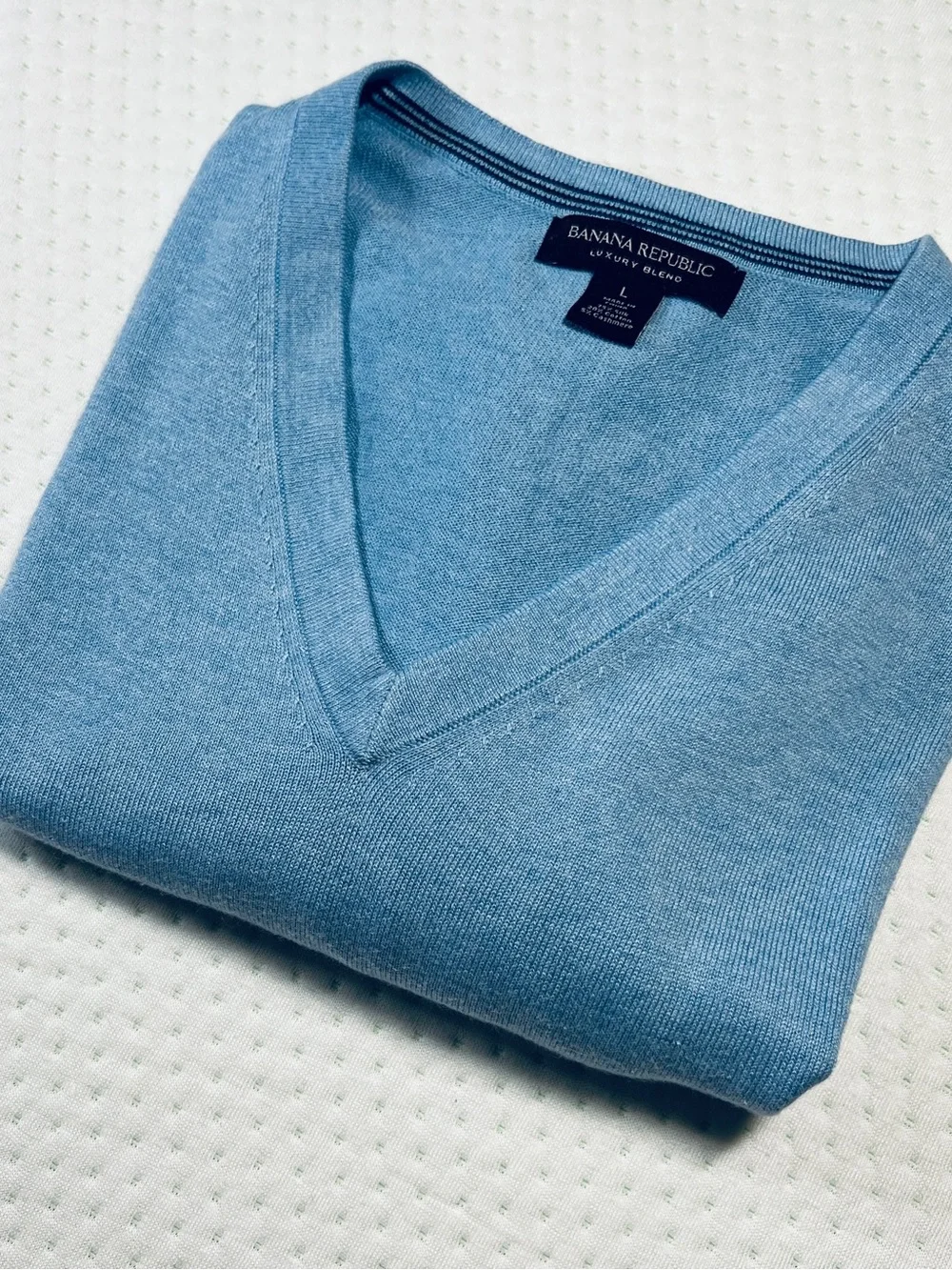 BANANA REPUBLIC Men's Sz L Luxury Blend Silk Cotton Cashmere V-Neck Sweater NWOT